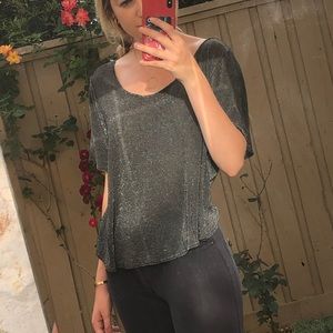 Silver sparkly open back top